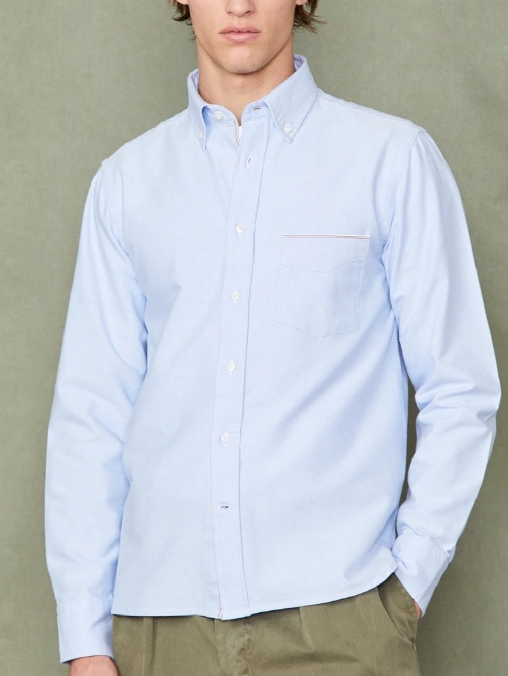 Officine Generale Button Down LS Shirt Japanese Selvedge Oxford Light Blue